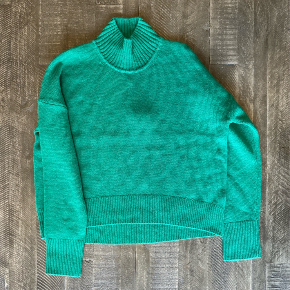 ME+EM Merino Cashmere High Neck Curved Hem Sweater